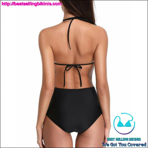 Lace Up Plunge Backless Halter Monokini - Best Selling Bikinis