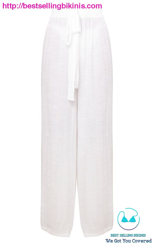White Linen Look Palazzo Beach Pants 5