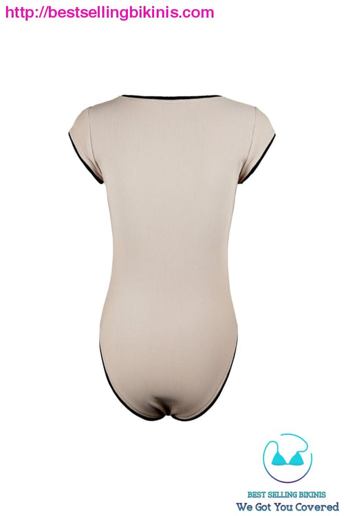 The Grace One Piece (Ribbed Taupe/Ribbed Black) One Piece
